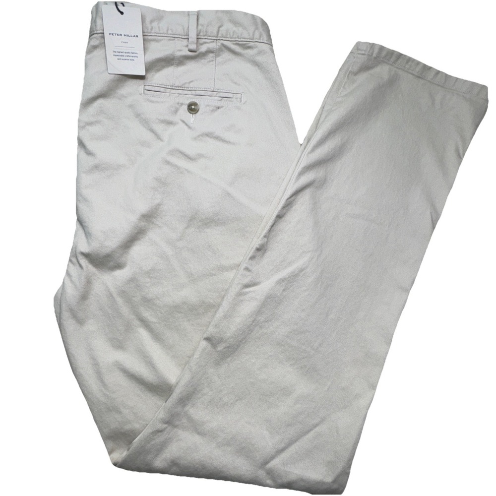 Peter Millar Chino Mens Size 40 Stone Flat Front Pants Casual Chino